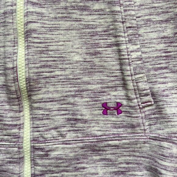 Under Armour Cold Gear Purple Hooded Zip Up Jacket. Logo on Pocket. XS. - Picture 3 of 8